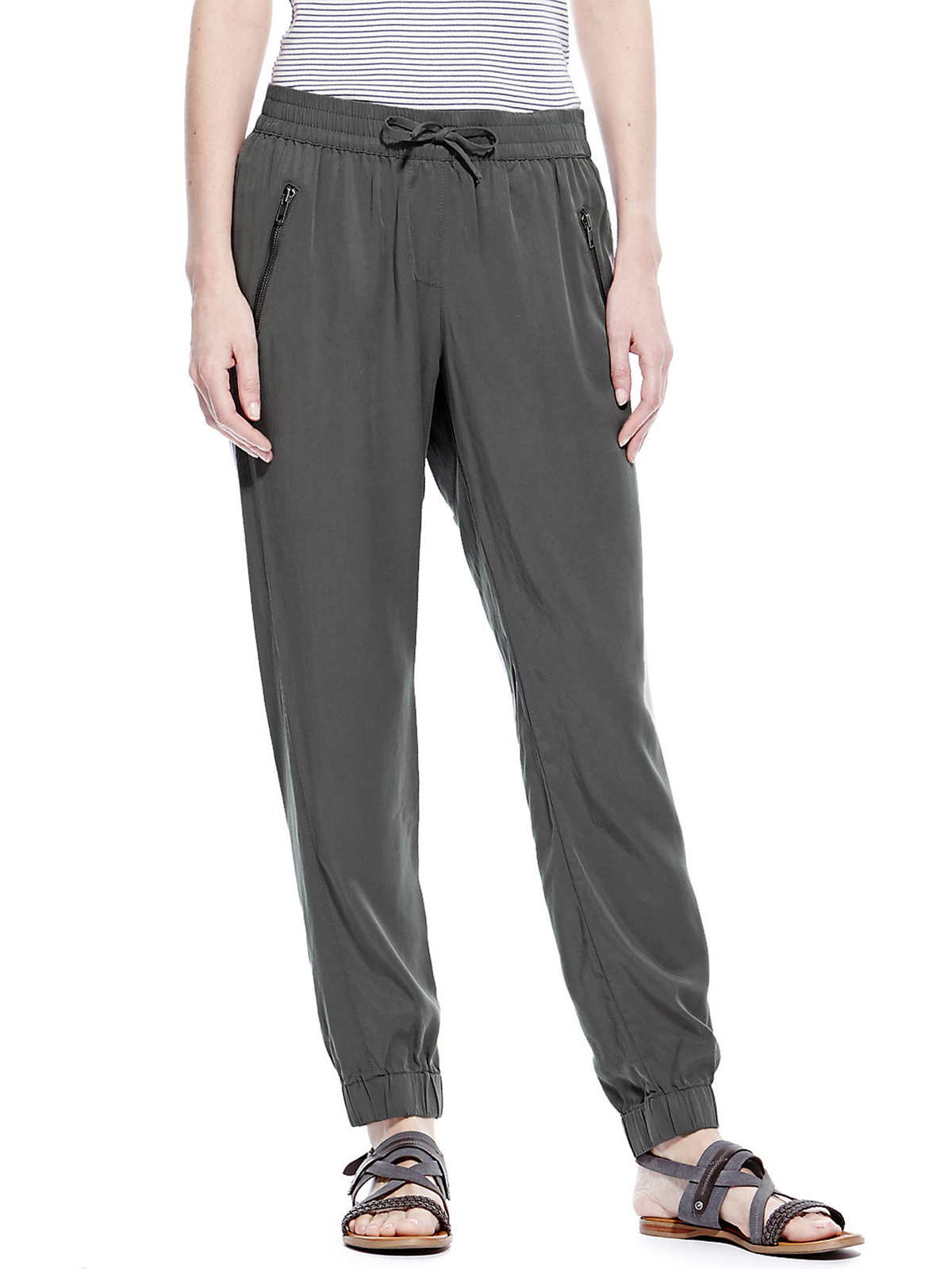 Marks and Spencer M&5 ASHGREY Pull On Cuffed Joggers Size 12 to 16